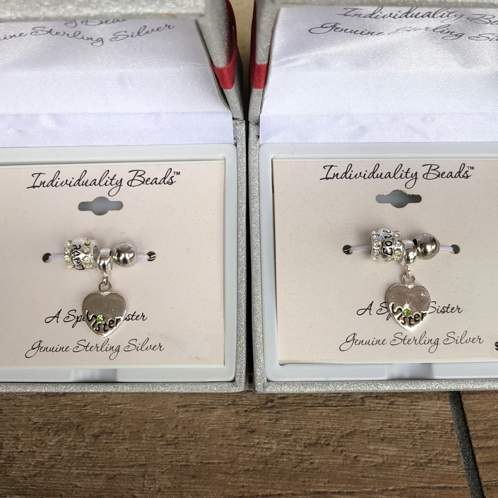 2 Sterling Silver 3 PC Sister Charm Sets